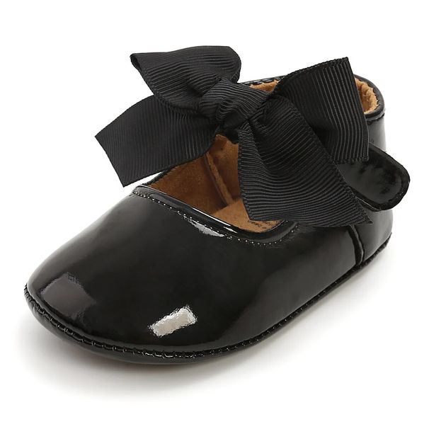 Meckior Baby Shoes Bowknot Rubber Sole Anti-slip PU Ballet Slippers Baby Girl Dress Shoes First Walker Toddler Crib Shoes_viptrois.com