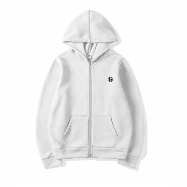 Men's High-Neck Zip Hoodie - 96% Polyester Blend Oversized Streetwear (Black/White/Gray/Pink/Red/Navy, S-XXXL)_viptrois.com