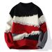 2026 Fashion Knitwear Pullovers Men Acrylic Round Collar Jacquard Splicing Long Sleeve Casual Thick Sweater_viptrois.com
