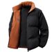 Unisex Reversible Winter Jacket - Thickened Polyester Puffer Coat With Stand Collar, Warm & Comfortable For Daily Wear (White/Black/Brown)_viptrois.com