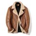 Men's clothing Lapel fur all-in-one jacket warm plus velvet and thickened imitation sheepskin short leather jacket handsome motorcycle suit_viptrois.com