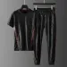 European High-end Jacquard Ribbon Splicing Short Sleeve Suit Men's Summer Korean Version Large Size Trend Two-piece Set_viptrois.com