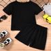 Mother&Kids Boys short sleeve set summer children colorful letter-printed T-shirt shirt shorts two sets_viptrois.com