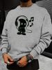 Men's Loose Casual Fashion Headphones With Printed Round Neck Long Sleeved Sportswear For Autumn And Winter_viptrois.com