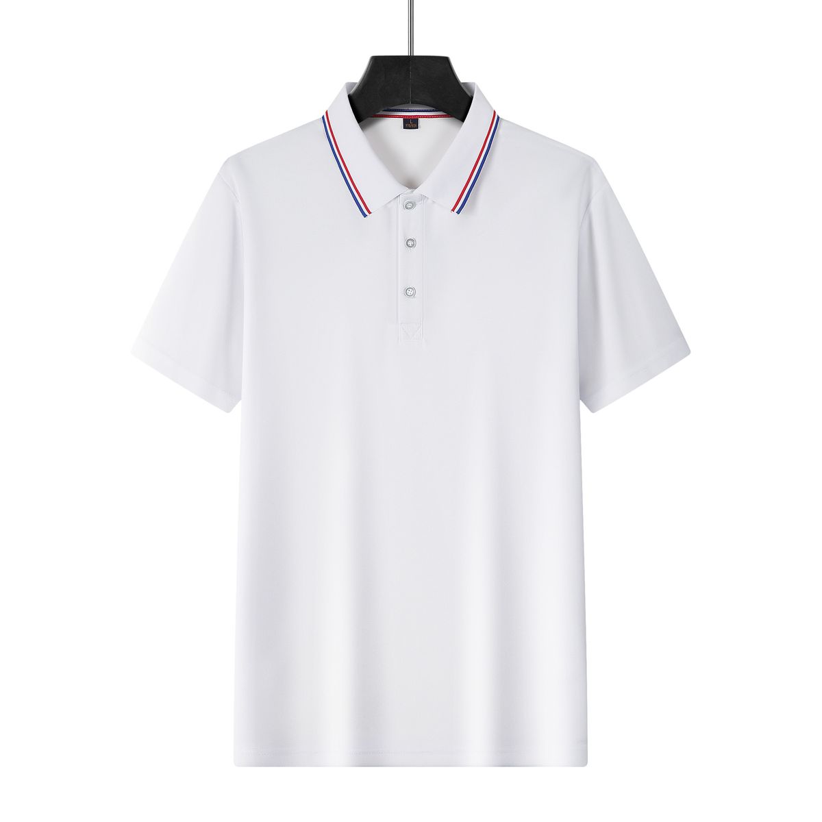Mens Solid Color Slim Polo Tees Striped Neck Short Sleeve Business Casual Golf Shirts_viptrois.com
