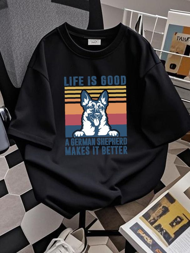 Ger Shepherd Gift Men Women Dog Dad Mom Ger Shepherd Unisex T-Shirt S-5XL Graphic Breathable Fashion Homme Casual Slightly Versatile_viptrois.com
