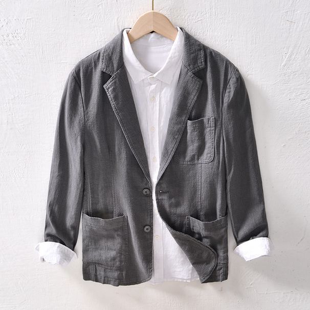 Men's Clothing Large Size Casual Linen Suit Men's Business Formal Wear Youth Loose Small Suit Jacket_viptrois.com