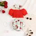 Independent Station Exclusive New Products Girls Puff Sleeve Bow Top Print Shorts Set_viptrois.com