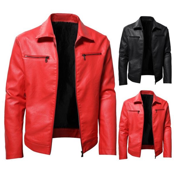 Loom Foreign Trade Coat European And American Fashion Slim Fit Men's Motorcycle PU Leather Jacket Trendy P60_viptrois.com