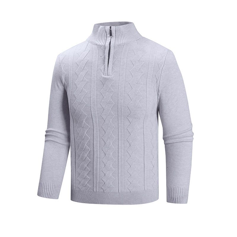 Loom Knitted 2025 Spring Autumn New European And American Style Turtleneck Casual Base Layer Warm Half Zip Sweater For Men_viptrois.com