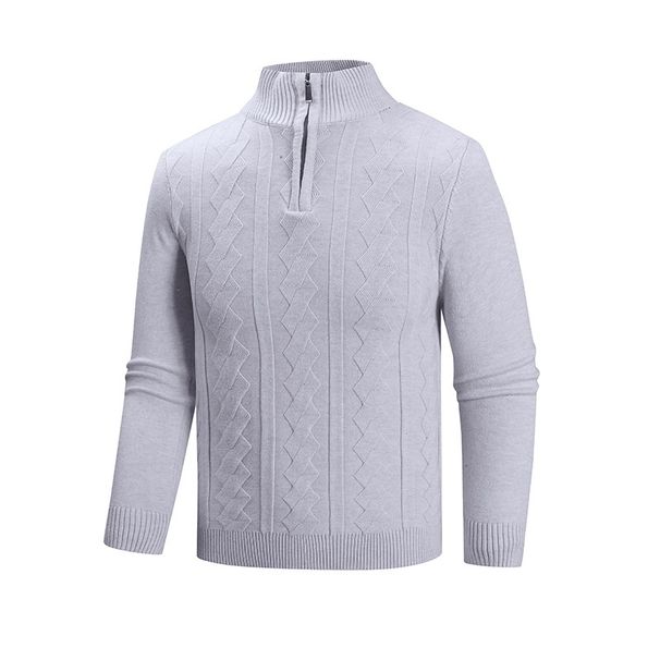 Loom Knitted 2025 Spring Autumn New European And American Style Turtleneck Casual Base Layer Warm Half Zip Sweater For Men_viptrois.com