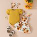 Mother&Kids Baby girl summer short-sleeved top with suspenders skirt casual girl flower fruit casual skirt set_viptrois.com
