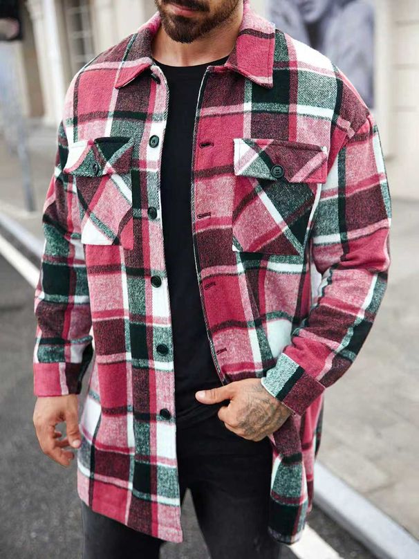 Men's Clothing European And American New Men's Jacket Shirt Casual Sports Long Button Double Pocket Windbreaker_viptrois.com