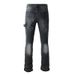 Men's Clothing men's patchwork whitened old flared washed jeans flared jeans_viptrois.com