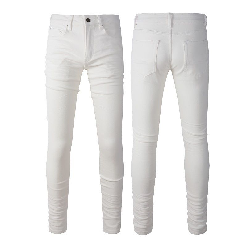 Men's Clothing American High Street White Jeans Men's Slim Fit Skinny Jeans Everyday Stretch Men's Trousers Boys Jeans 7593_viptrois.com