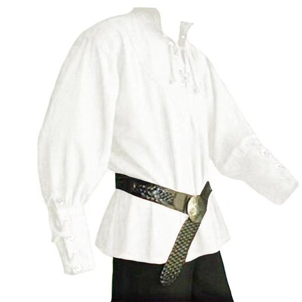 Unbeatable Quality Medieval Clothing For Men, Loose Fitting Men's Polo Shirts With Ties, Performance Costumes_viptrois.com
