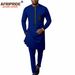 Men's clothing African ethnic solid color cotton men's casual jacket + pants_viptrois.com