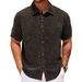 Men's Clothing Men's Clothing European And American Gold Velvet Fabric Square Collar Casual Shirt Solid Color Short Sleeved Men's Shirt A0406_viptrois.com