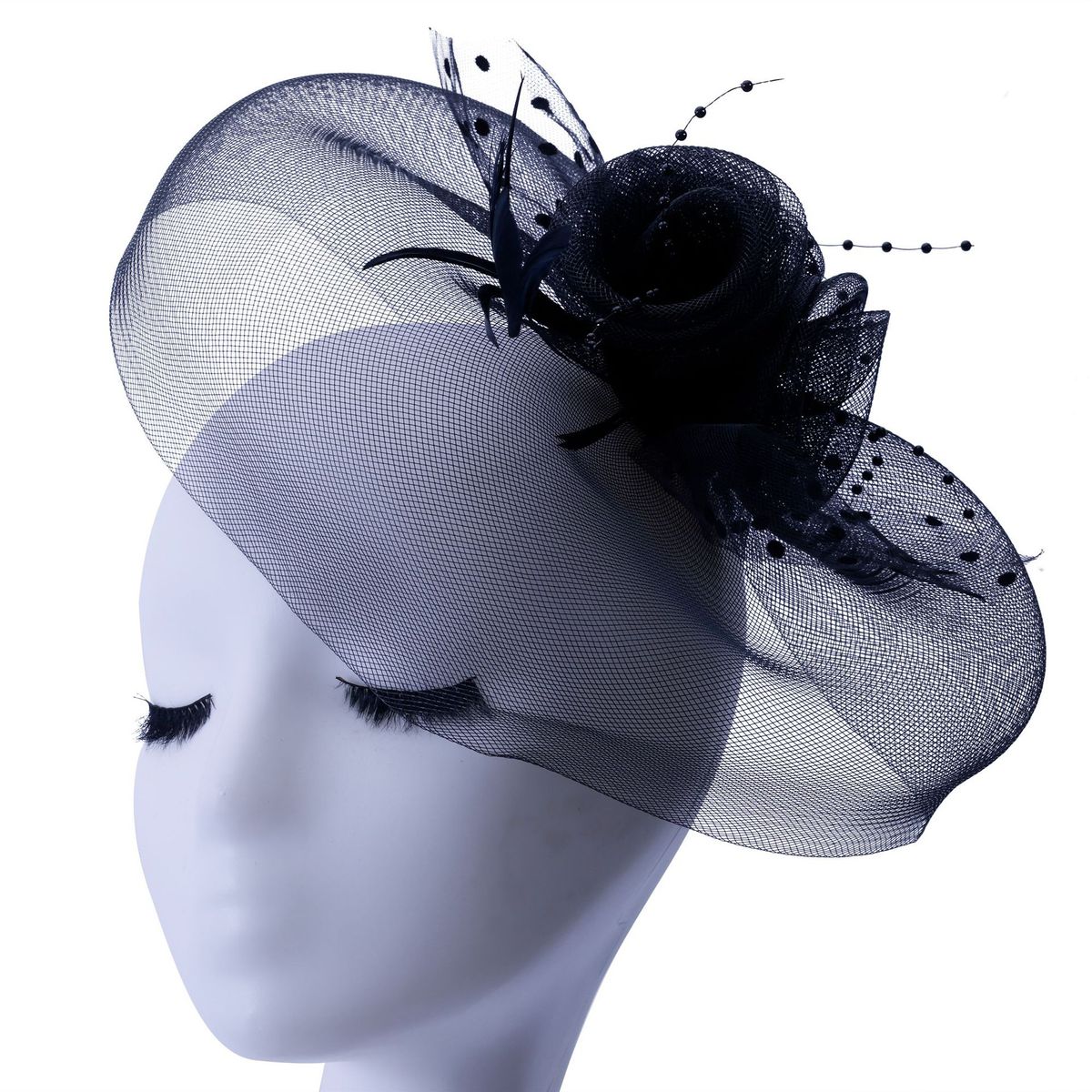 Retro Bridal Headdress - Half Face Mesh Flower Hair Accessories (Handmade Vintage Hat, Wedding Headpiece)_viptrois.com