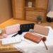 Women's New Diamond Quilted Wallet - Long RFID Blocking Card Holder With Pom Pom & Studs (Crossbody Purse For Women)_viptrois.com