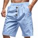 Men's Linen Blend Casual Shorts - Relaxed Fit Breathable Summer Shorts With Pockets - Lightweight Beach & Lounge Drawstring Shorts For Men_viptrois.com