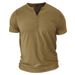 2023 Summer European And American Men's Henry Short Sleeve T-Shirt Cross-border Men's Button V-Neck T-Shirt Top Foreign Trade Henleys_viptrois.com