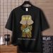 Unisex Oversized T-shirt (100% Cotton) Off-White ("Tiger Pattern Bucket Hat Bear" Print & Trendy Casual Design) – Casual Style For Everyday Casual_viptrois.com