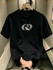 100% Cotton Men Oversized T-shirt Minimalist Abstract R Print Crew Neck Short Sleeve Streetwear Tee_viptrois.com