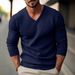 Men's Clothing Solid Color Long Sleeved Sweater Men's Slim Fit V-Neck Knit Sweater Long Sleeve Casual Pullover Solid Color Lightweight Acrylic Blend_viptrois.com
