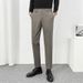 Men's Slim Fit Straight Leg Woolen Trousers Autumn/Winter Korean Style Brushed Thick Casual Long Pants_viptrois.com