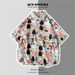 CT Couple Men And Women Pattern Korean Style Student Trend Short Sleeve Floral Shirt Thin Youth Casual Summer Wear_viptrois.com