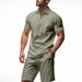 Men's Clothing Men's Summer New Linen Men's Casual Lapel Polo Shirt Short Sleeved Beach Shorts Casual Suit_viptrois.com