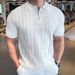 Half Zipper Shirt Men's Short Sleeve Lapel Knitted Tops Handsome Shirt Men's_viptrois.com