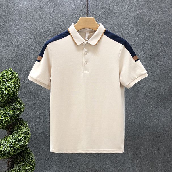 Men's Clothing High Quality Color Matching Lapel Polo Shirt Men's Trendy Brand All Match New Youth Short Sleeved Slim T Shirt_viptrois.com