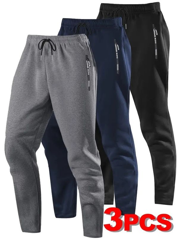 Pure Cross-Border European Size Fashion Autumn Winter Running Fitness P Solid Color Casual Men's Drawstring Sports_viptrois.com