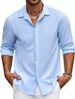 Men's Shirt, Pure Color Patchwork Cardigan, Long-sleeved Fashionable Lapel Shirt For Men_viptrois.com