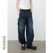 Men's Clothing Machete Pants Washed Stitching Multi Pocket Jeans Men's Trendy Brand Loose Straight Trousers_viptrois.com