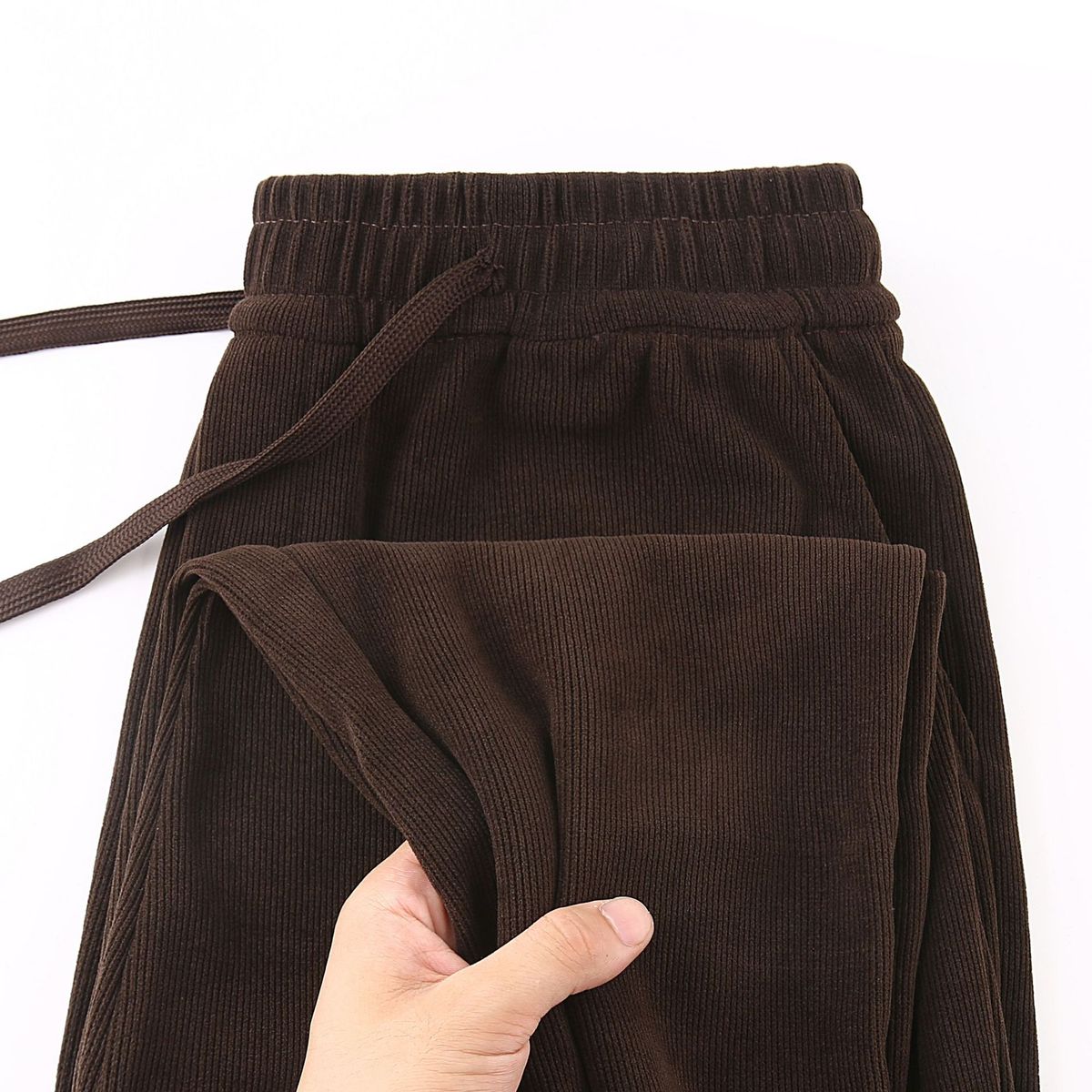 "Men's Corduroy Relaxed-Fit Pants – Wide-Leg Cotton-Blend Trousers With Drawstring Waist & Utility Pockets (Black/Charmer Brown/Khaki)"_viptrois.com