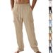Men's Cargo Pants – Loose Fit Multi-Pocket Trousers, Breathable Linen-Blend For Comfort & Style_viptrois.com