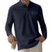 "Men's Checkered Long Sleeve Polo Shirt - Breathable Button-Down Pocket Design For Casual & Business Casual Wear - White/Black/Gray/Navy/Orange"_viptrois.com