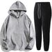 "Men's Casual Hoodie & Jogger Set – Long Sleeve Solid Color Sweatshirt & Pants Suit For Autumn & Winter – Grey/Black/Brown/Army Green"_viptrois.com