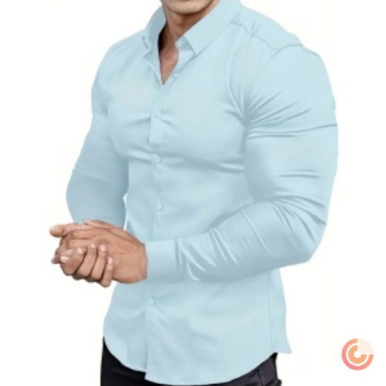 Men's Clothing Long Sleeved Shirt Printing Business Casual Non Iron Solid Color Lapel Shirt_viptrois.com