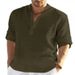 2025 New Men's Linen Long-sleeved Shirt, Loose Fit, Pure Color, Versatile Top_viptrois.com