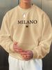 Men's Loose Casual Fashion MILANO 96 Letter Pattern Printed Round Neck Long Sleeved Sportswear For Autumn And Winter_viptrois.com