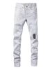 Men's Slim Fit Straight Jeans With Splatter Paint & Patchwork Details - Stretch Denim Pants For Casual Streetwear_viptrois.com