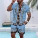 Men's Casual Loose Short Sleeved Shirt Shorts Hawaiian Suit_viptrois.com