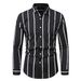 Men's Slim Fit Striped Long Sleeve Shirt – Stretch Acetate Blend, Wrinkle-Resistant & Lightweight (White/Light Grey/Dark Grey/Black/_viptrois.com