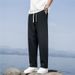 Men's Clothing Linen Trousers Men New Summer Cotton And Linen Trousers Thin Drape Wide Leg Loose Versatile Straight Casual Trousers_viptrois.com
