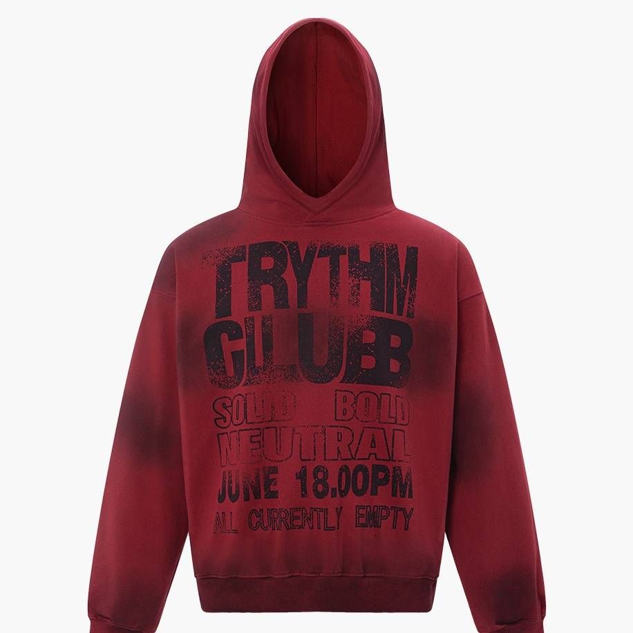 Men's Clothing Distressed Letter Print Hooded Sweatshirt High Street Hip Hop Retro Loose Casual Hoodie_viptrois.com