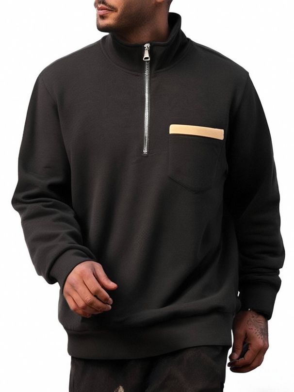 Key Words 61/5000 General Scenarios 2025 Men's Autumn And Winter Half-zipper Stand-up Collar Fleece Heavyweight Hoodie With Pocket Henry Shirt_viptrois.com